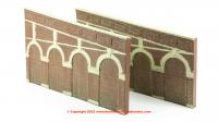 R7374 Hornby Skaledale High Stepped Arched Retaining Walls x 2 (Red Brick)